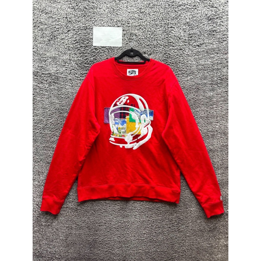 Billionaire Boys Club BB Helmet Embroidered Patchwork Sweatshirt Red Men Size XL